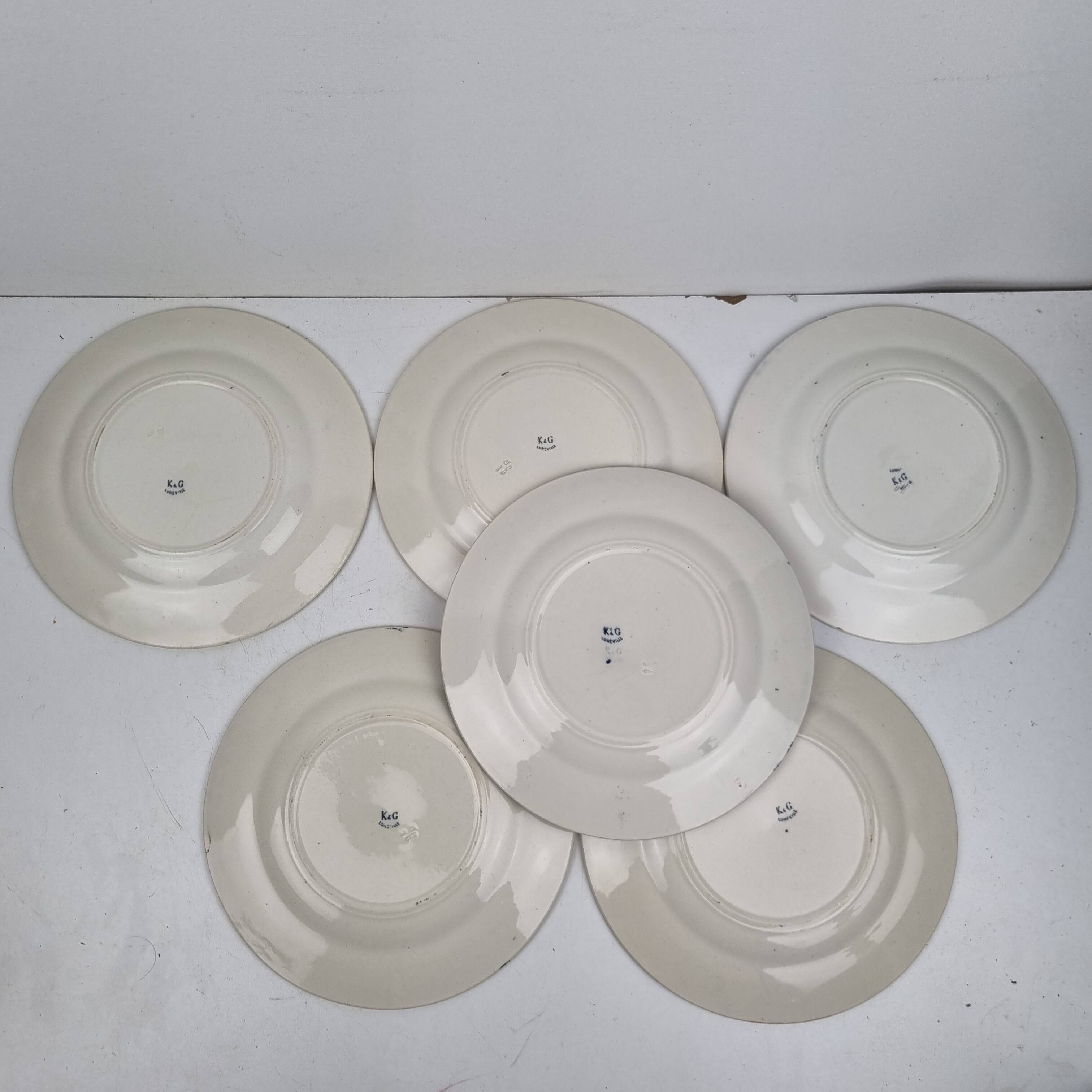 6 flat plates from Lunéville ironstone.