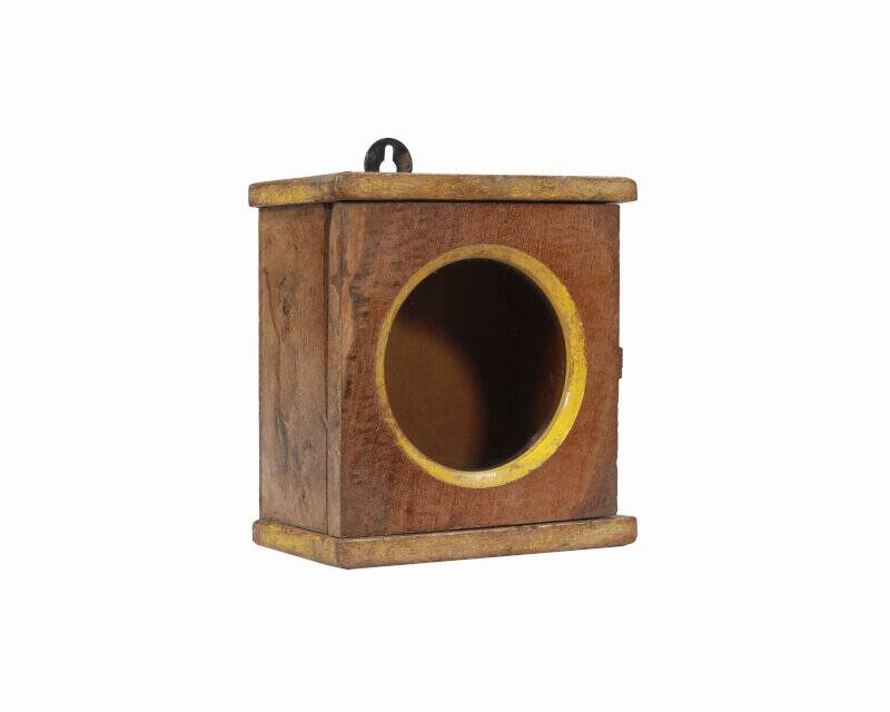 Small old wall display case clock box patina original india