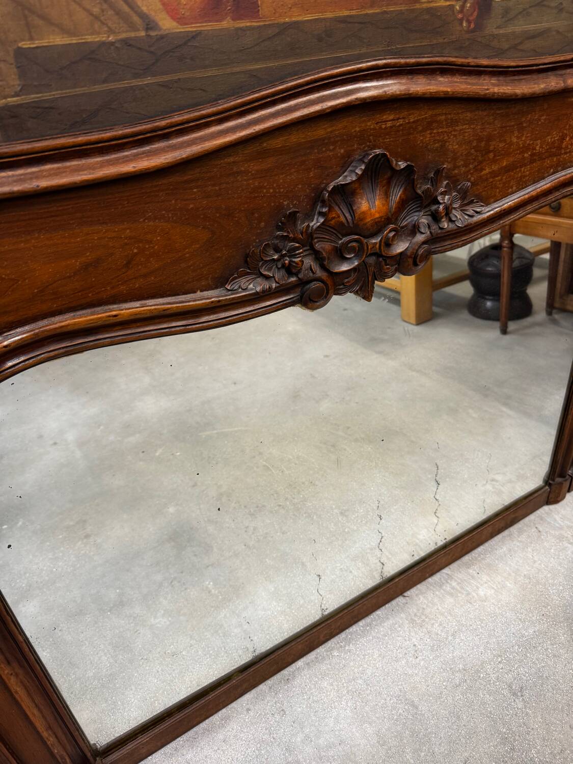 Antique grand trumeau fireplace mirror
