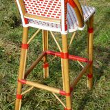 Vintage red and white rattan back bar stool 1970-80