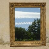Ancien miroir doré, motifs floraux, 58x69cm