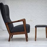 1960s, Danish armchair by Fritz Hansen model 8000/8020, furniture wool.