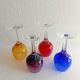 4 Antique Stemmed Liqueur Glasses in Colored Blown Glass