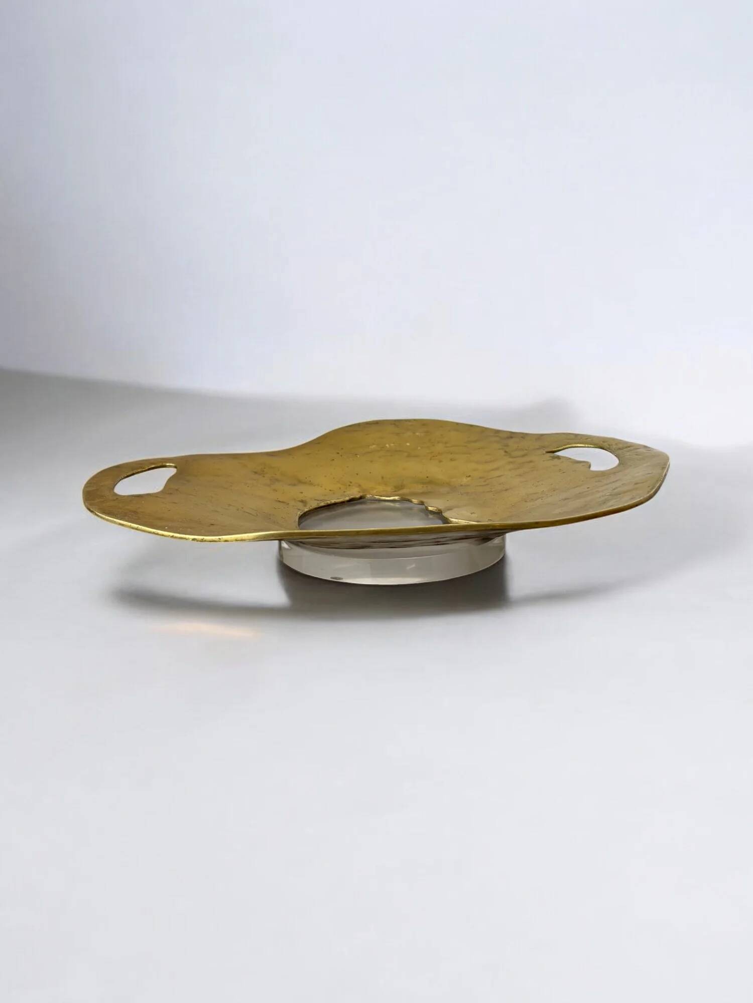 Brutalist centerpiece by Leopold, bronze & lucite, Spain, 1970s