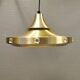 Danish Hanging lamp from the 80s in gold-coloured aluminium with hard-pressed plastic bottom grid an