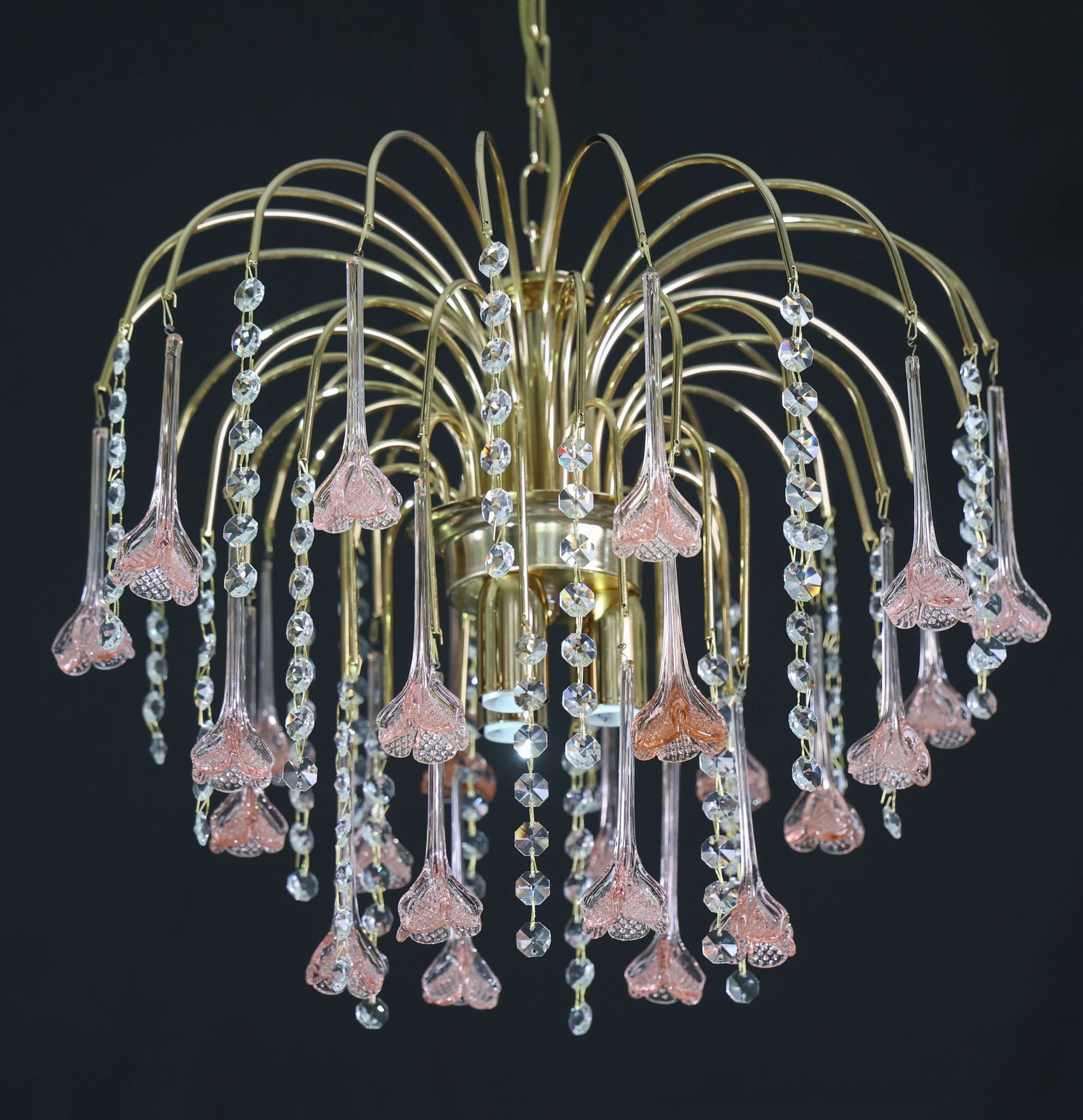 Meryl Streep, Pink Murano Flowers and Crystal Drops Chandelier, 1980s