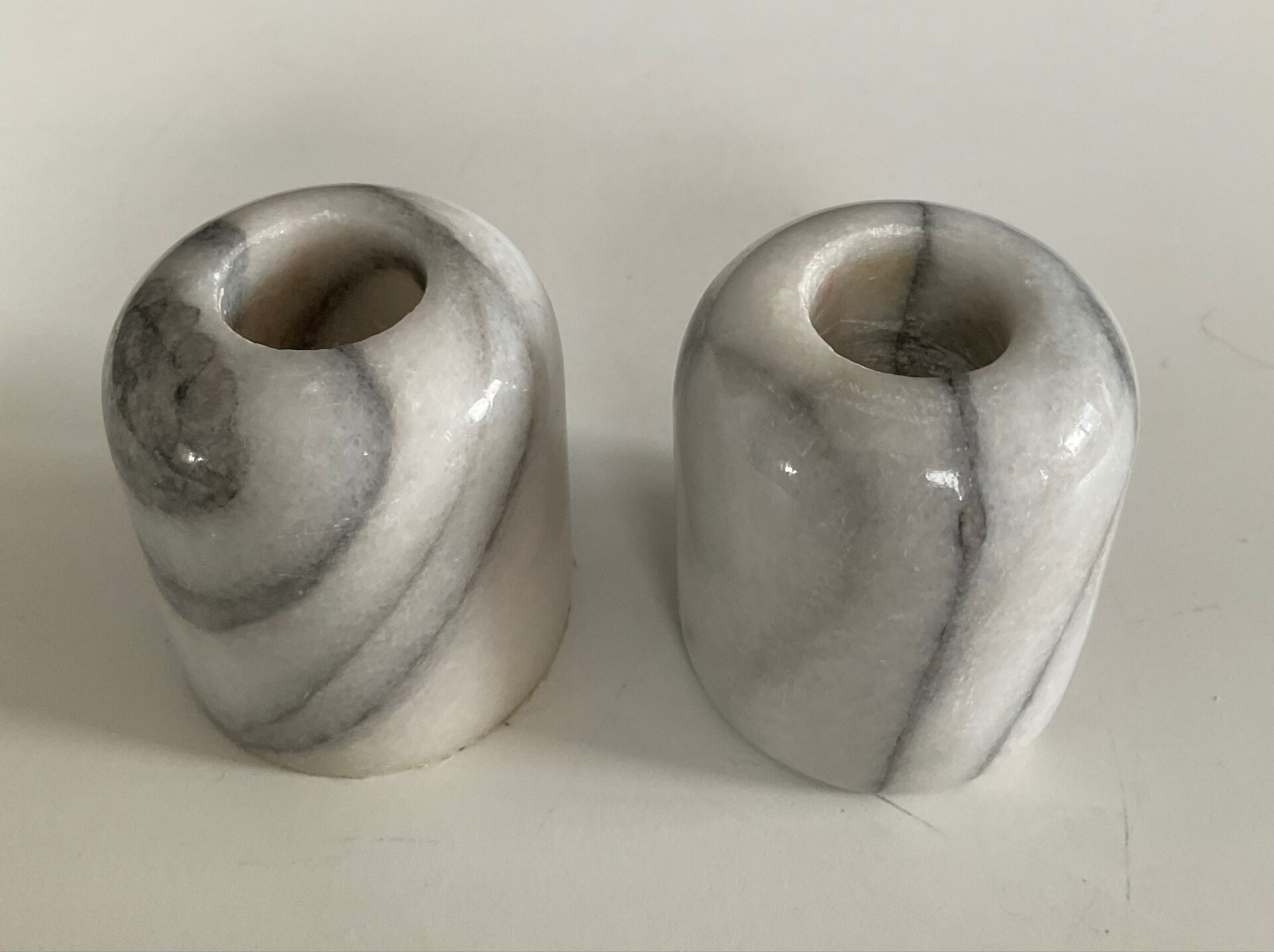 Pair of vintage Carrara marble candlesticks