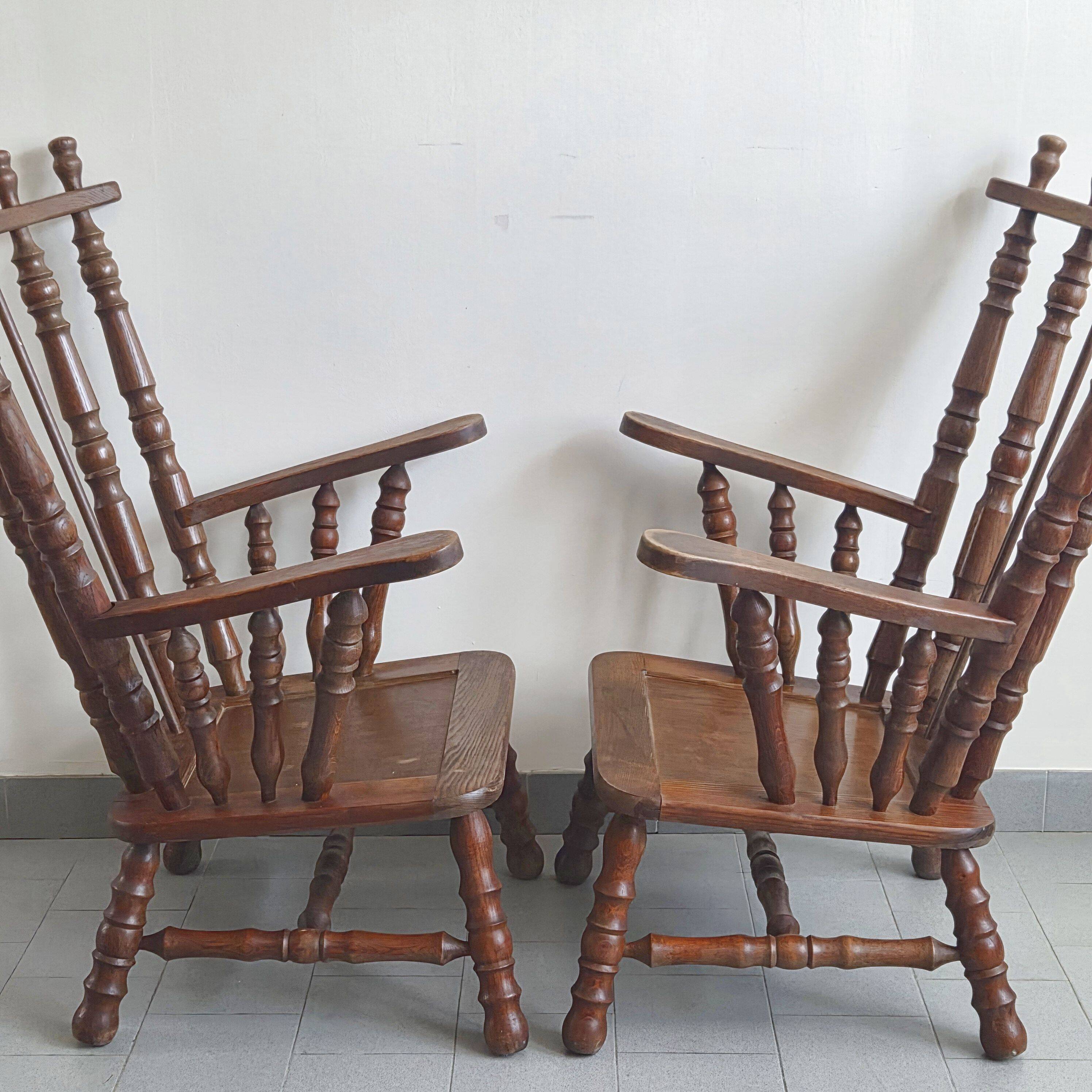 Pair of vintage brutalist armchairs from the 1970s.