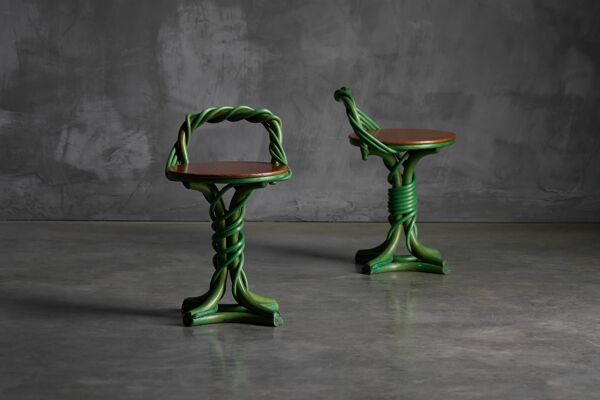 Tabourets fantaisistes en forme de vigne, France, fin du XXe siècle