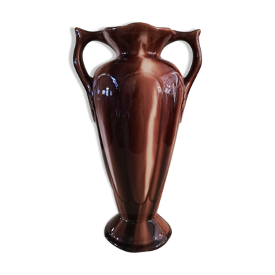 Vase à deux anses en barbotine