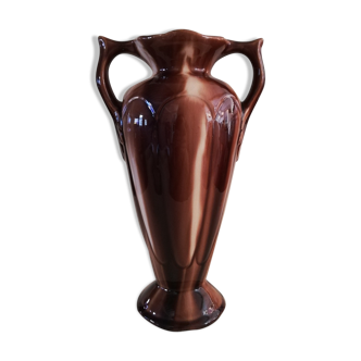Vase à deux anses en barbotine