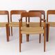 5 chaises Niels Moller, modèle 75, années 1950, teck vintage danois