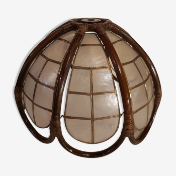 Mother-of-pearl and rattan lampshade