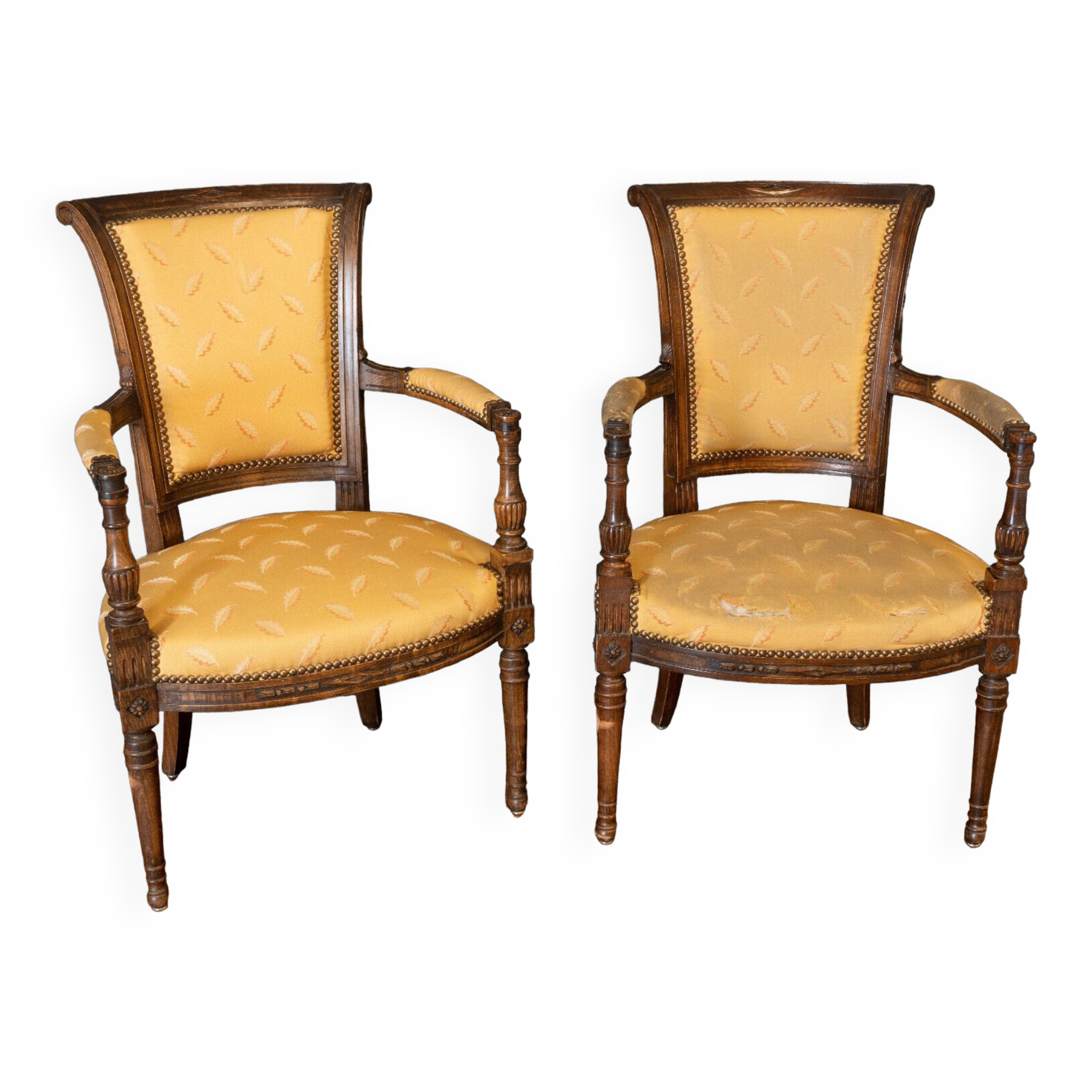 Pair of convertibles of the Directoire in walnut early nineteenth