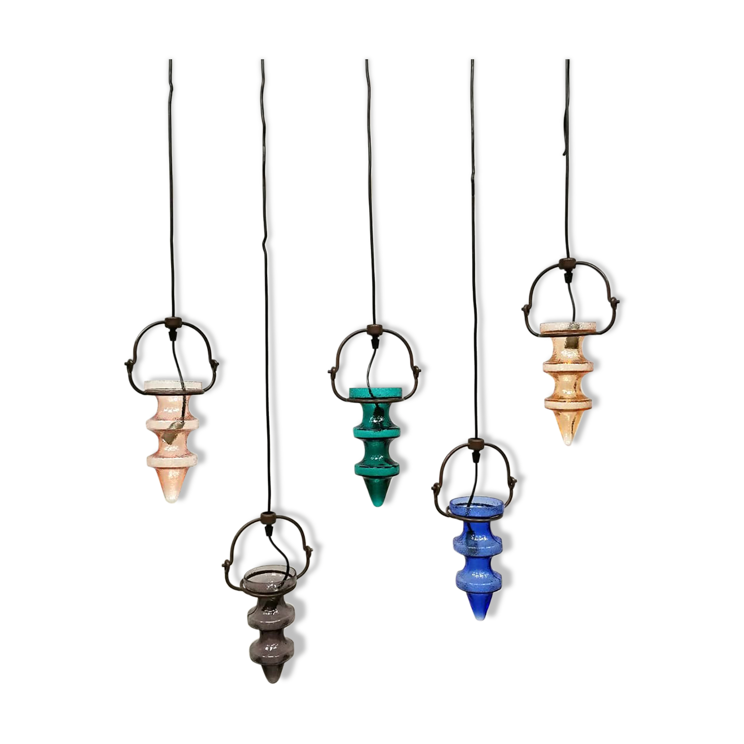 Set of 5 suspensions stalactite in stained glass vintage Nanny Still McKinney