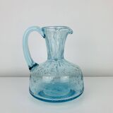 Vintage blue bubble glass pitcher