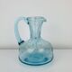 Pichet en verre bullé bleu vintage