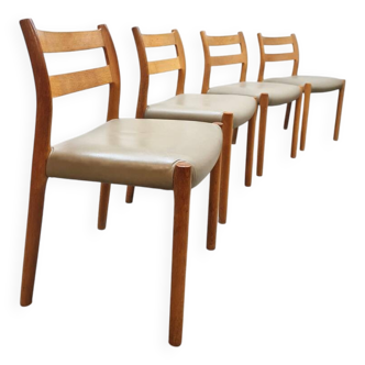 Midcentury dining chairs model 84 vintage Niels O. Møller 1960s