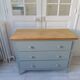 Re-enchanted chest of drawers in verdigris, wooden top protected by varnish. 3 t furniture