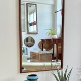 Miroir vintage rectangulaire en teck 48x76cm