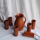 Orangeade service with a jug and 6 glasses - vintage terracotta
