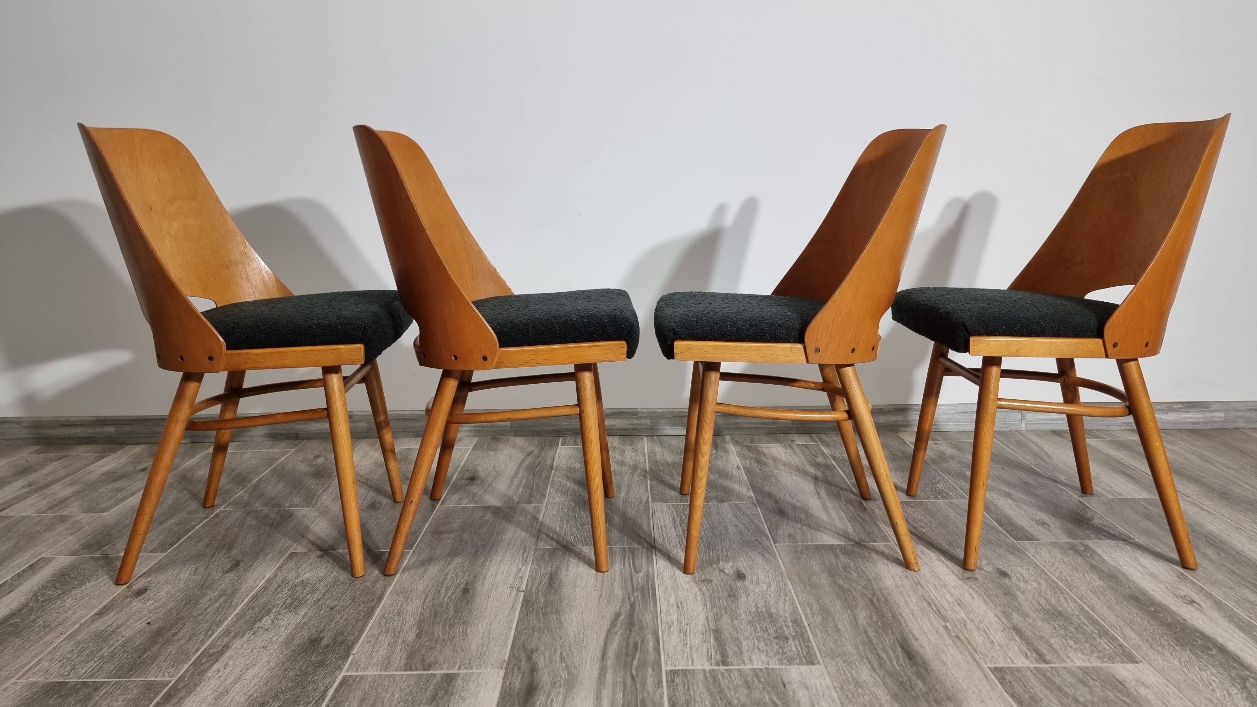 Dining Chairs by Radomir Hoffman for Ton, 1950s, Set of 4