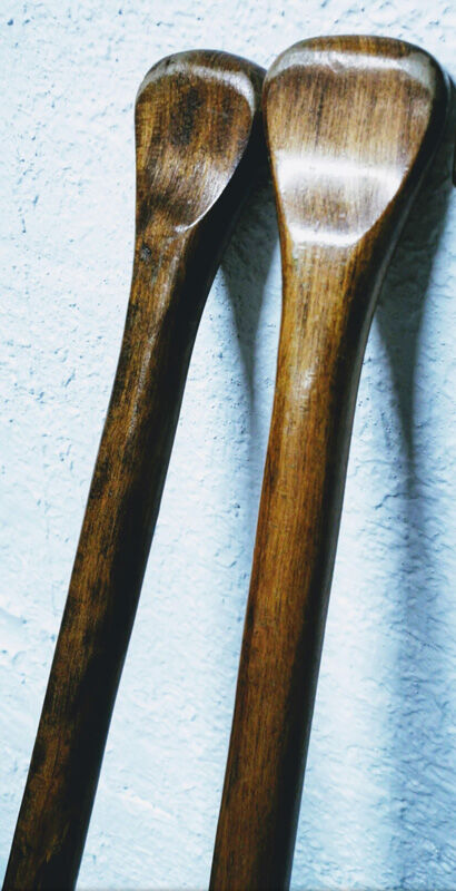 Pair of old wooden oars
