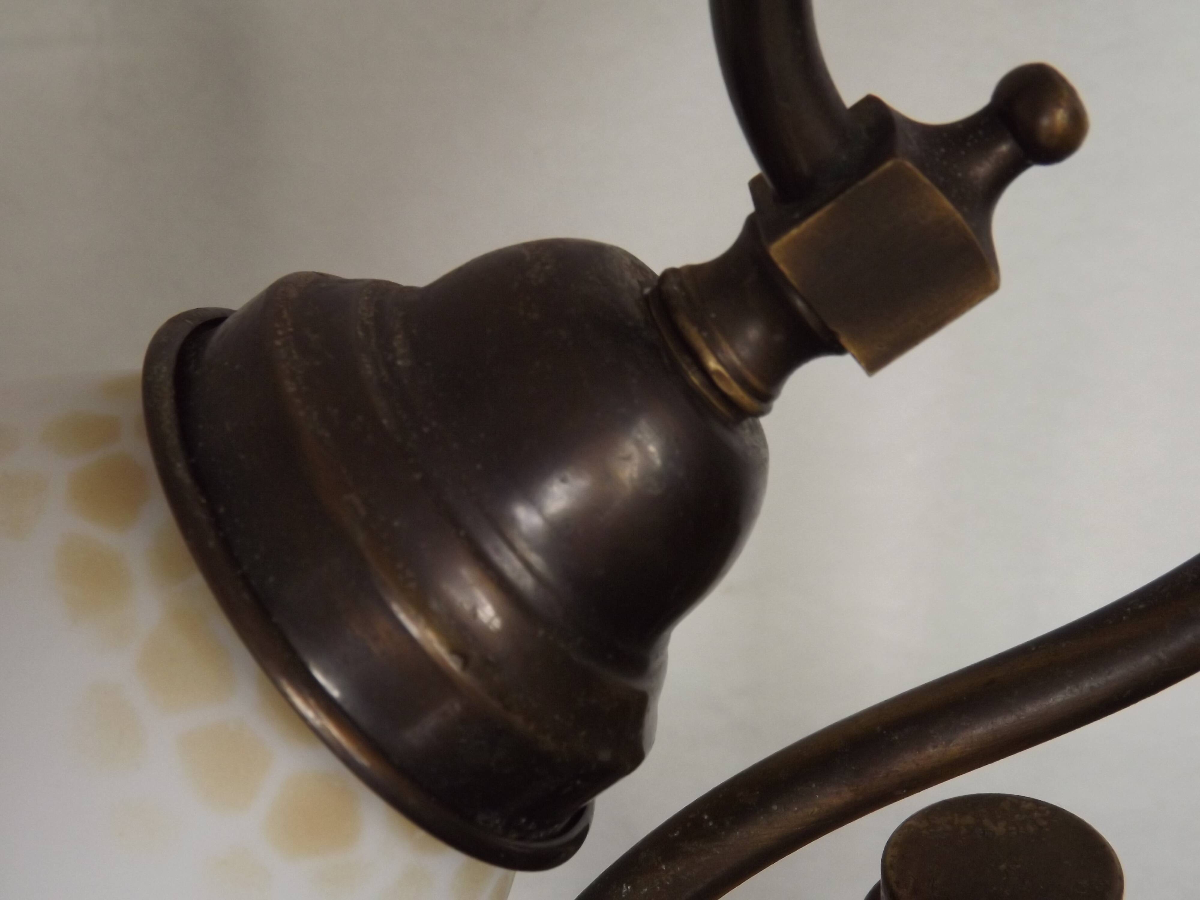 Wood and opaline glass lamp