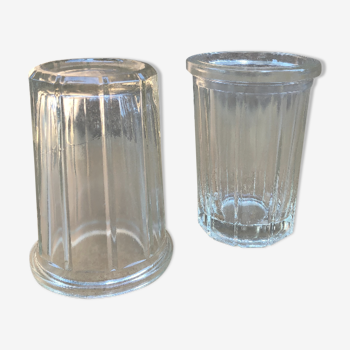 2 elongated jam jars in bubbled glass