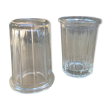 Set de 2 pots à confiture allongé en verre bullé