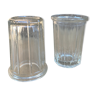 2 elongated jam jars in bubbled glass