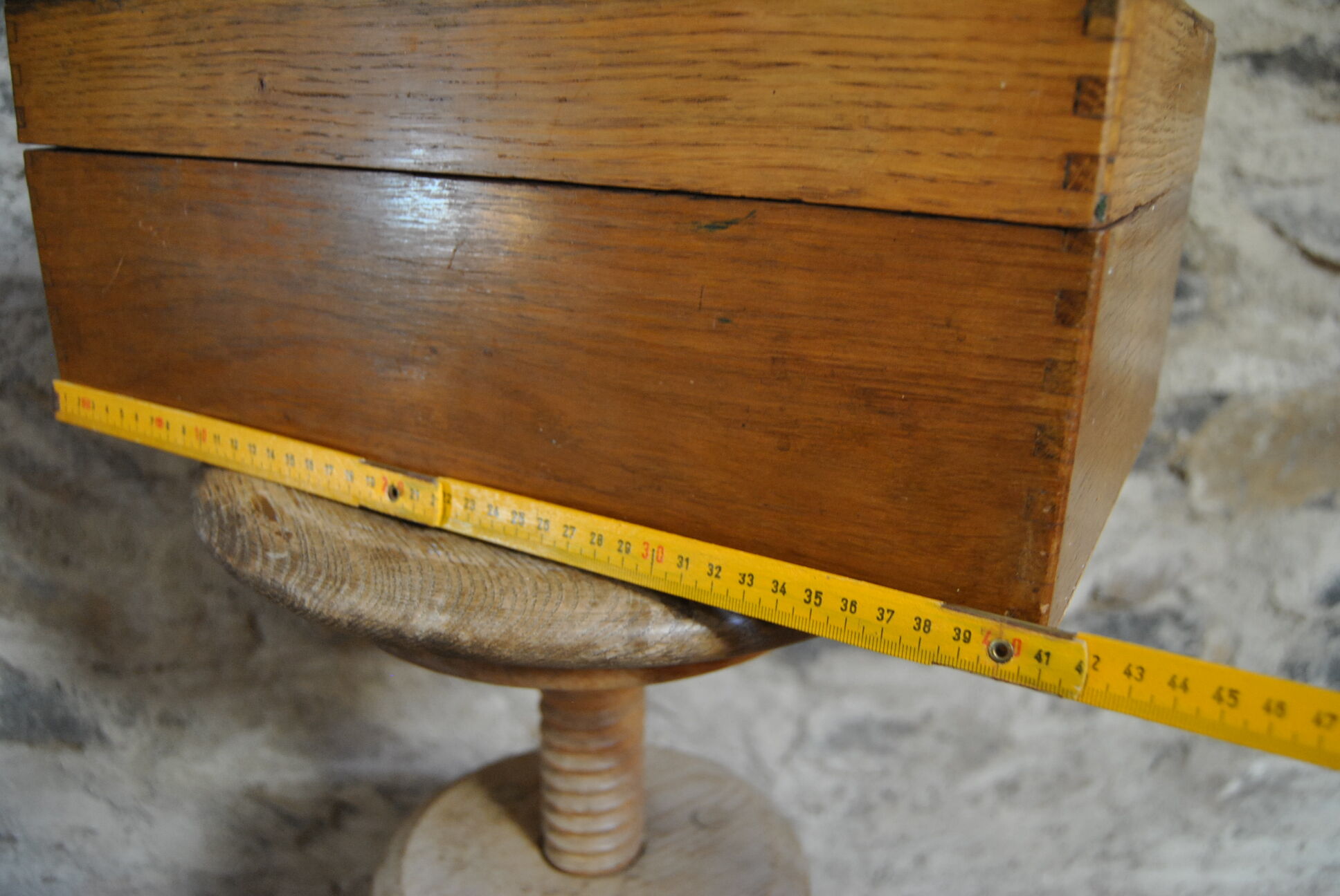 Vintage lined interior wooden long box