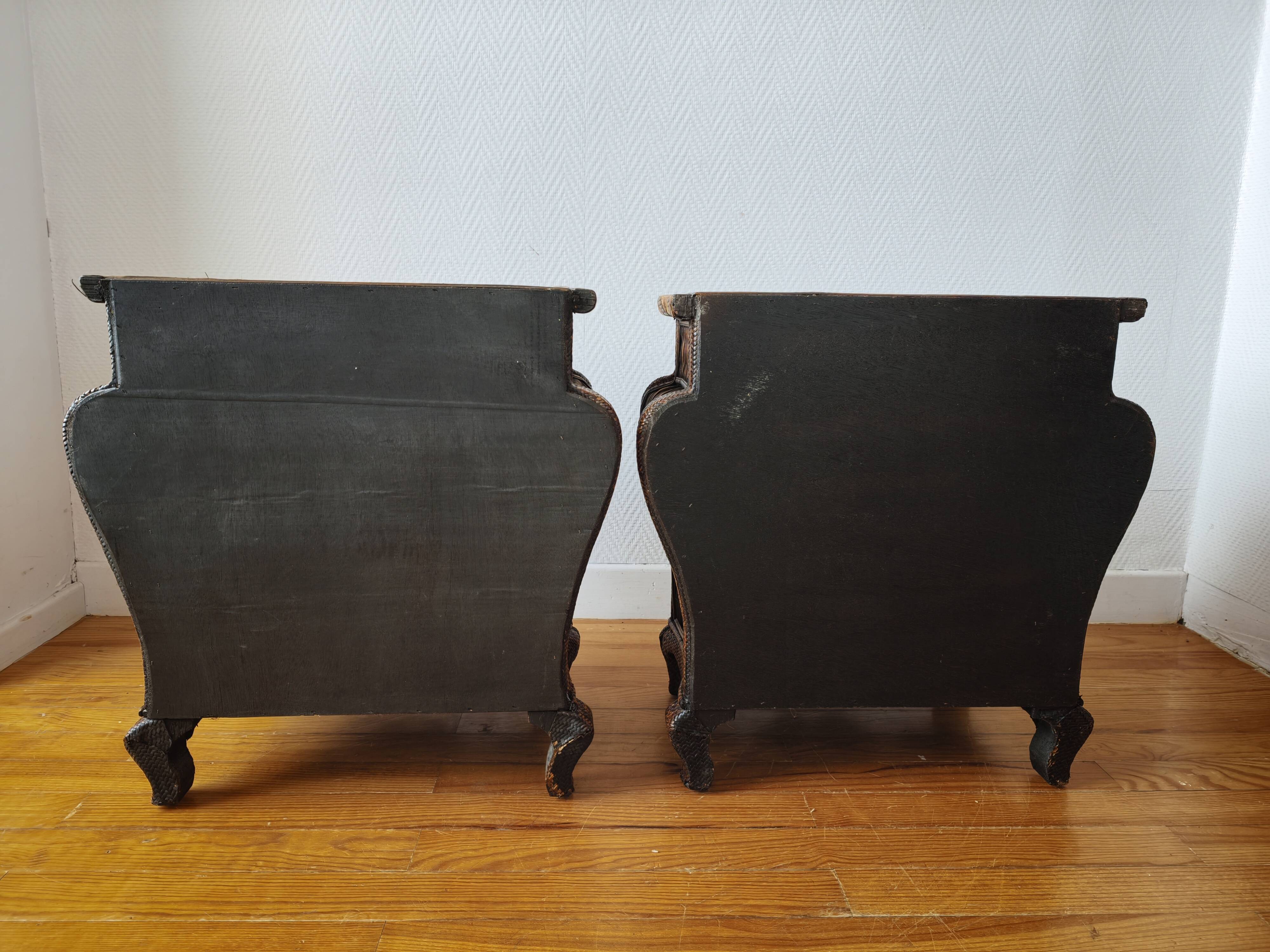 Pair of curved wicker bedside tables