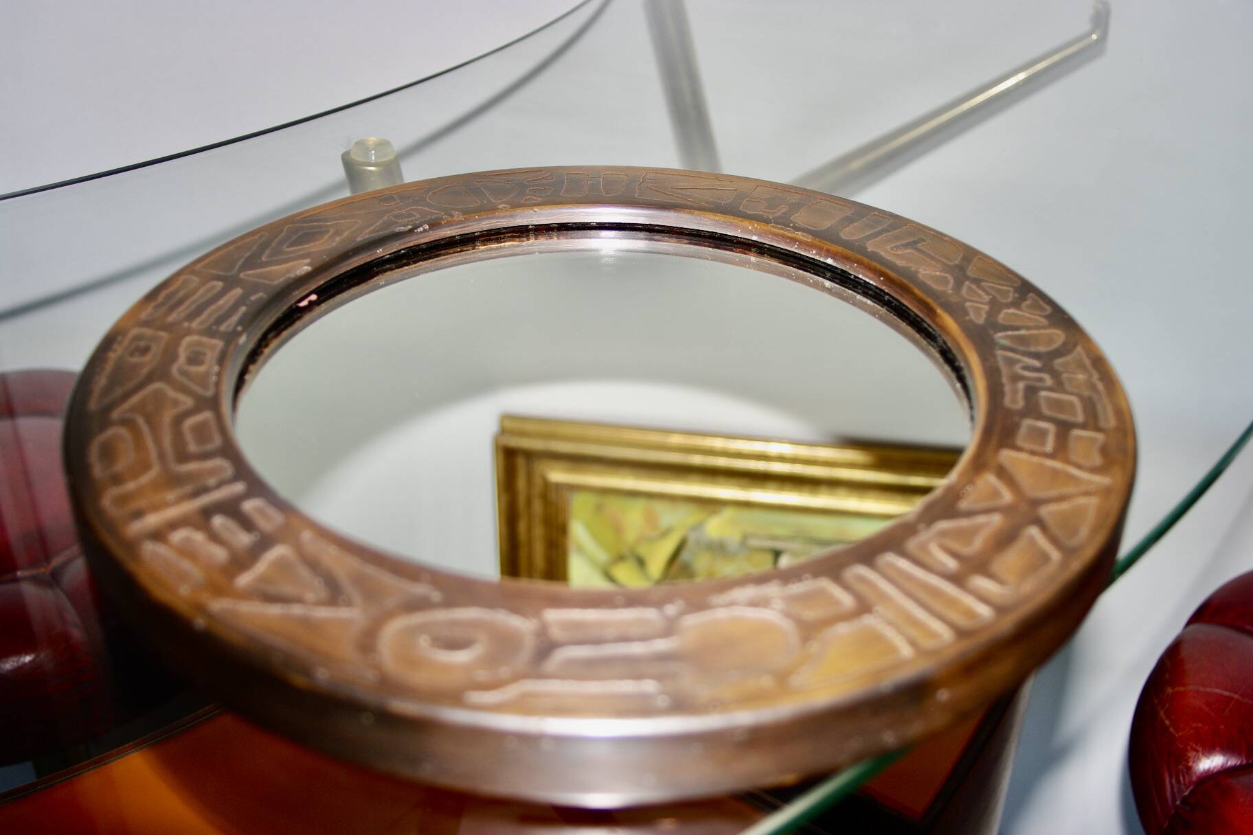 Vintage round copper mirror by marco fugeri 1960