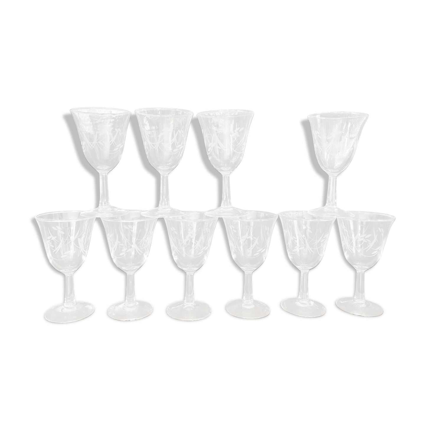 Set de 10 verres à vin gravés