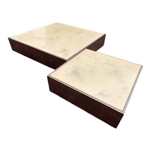 Set de 2 tables basses (tableaux) en bois de Wengé, design moderniste, 1970