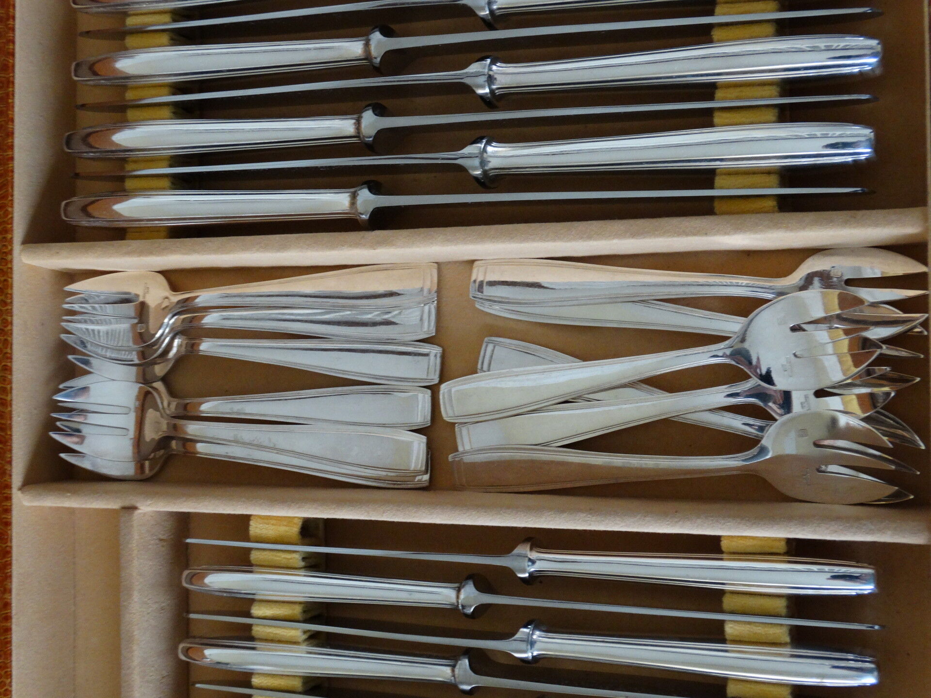 Cutlery set Ercuis model carthage in silver metal 73 pieces - art deco