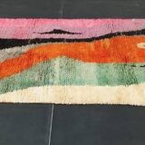 Handmade natural wool Berber rug with colourful patterns 1.5/2.5 m
