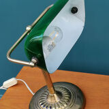 Notary lamp in brass and green opaline, 1950