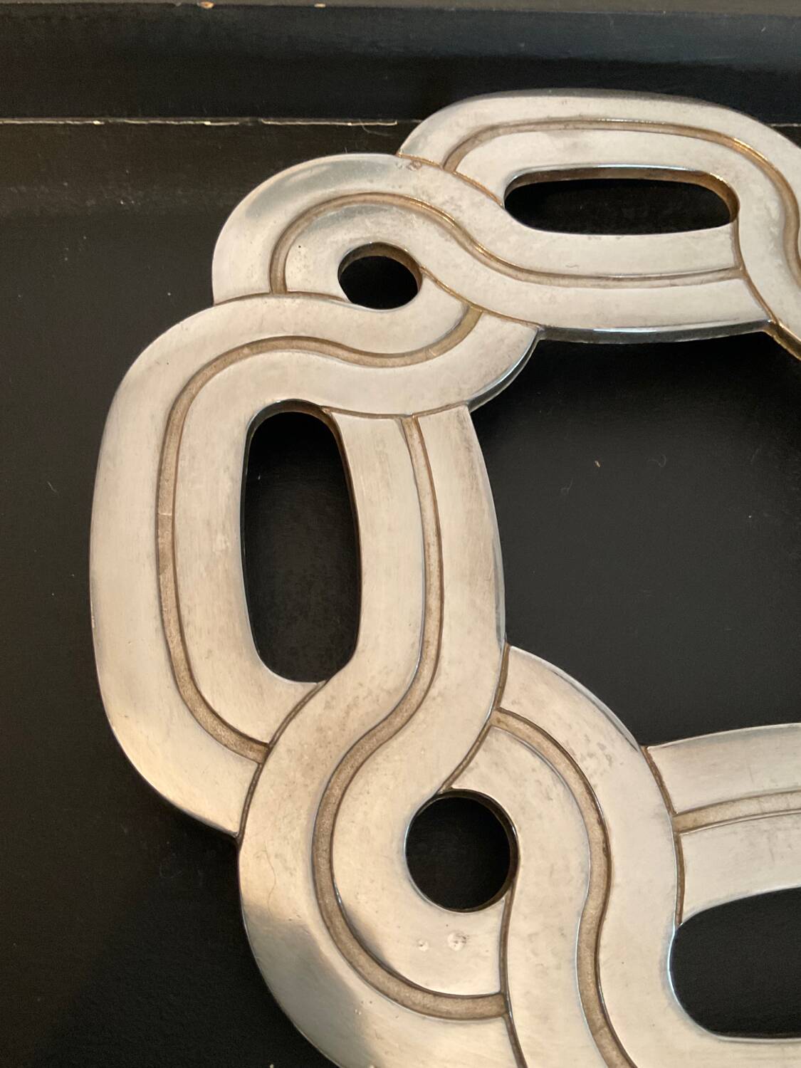 Vintage Italy trivet in silver metal