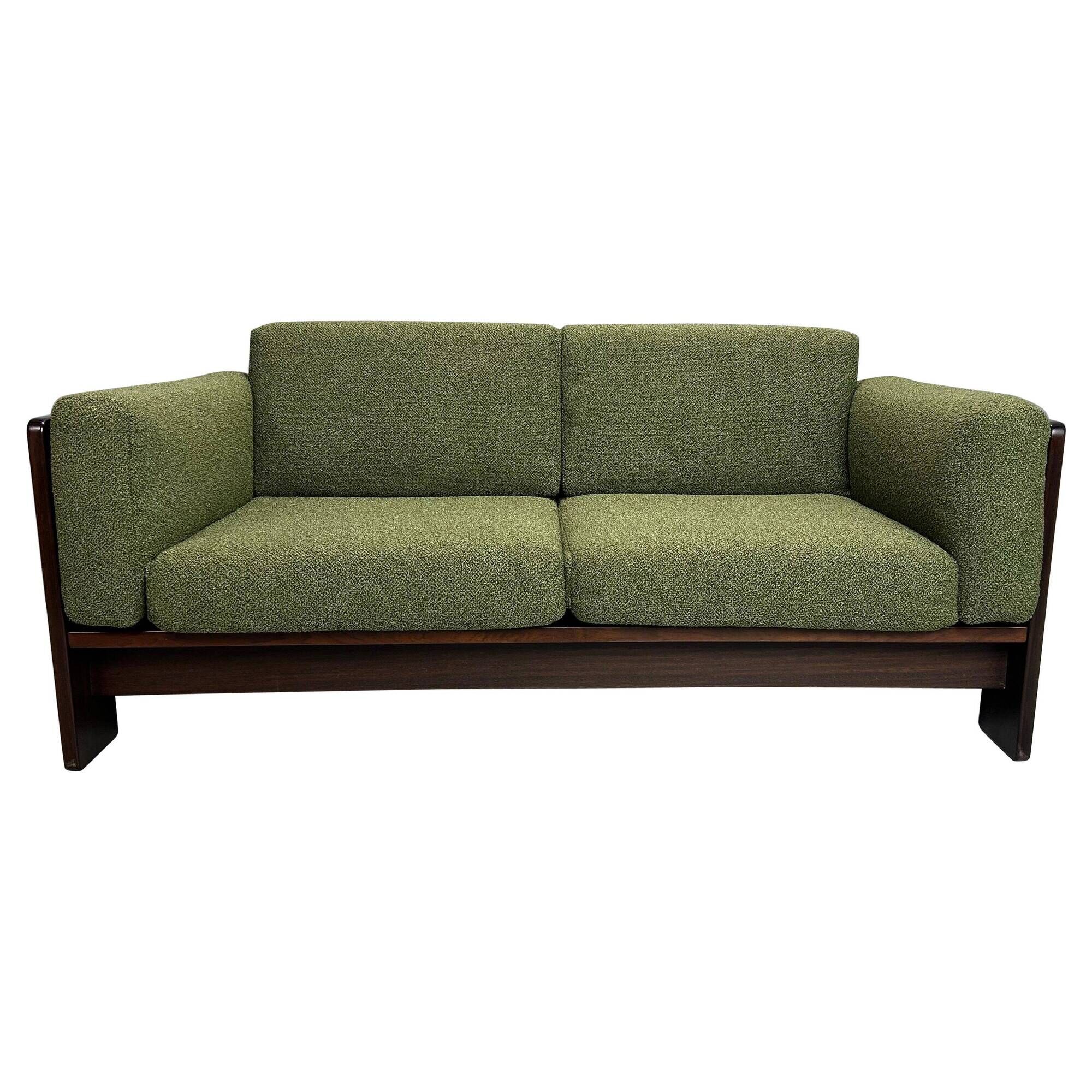 Tobia Scarpa new Green Boucle "Bastiano" 2-Seater Sofa for Knoll, 1960s
