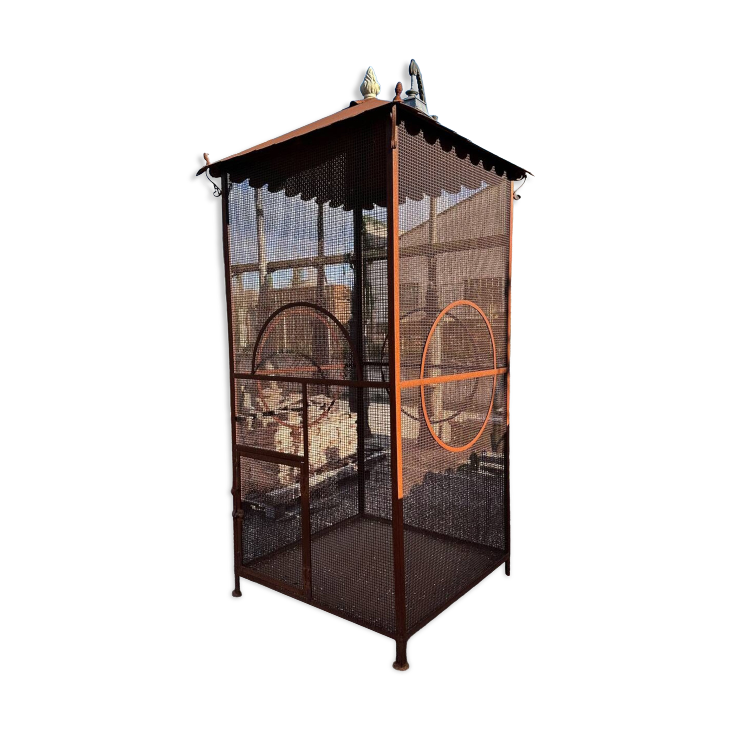 Handcrafted wrought iron aviary