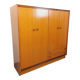 Armoire dressing moderniste vintage en teck et noyer des années 60 70