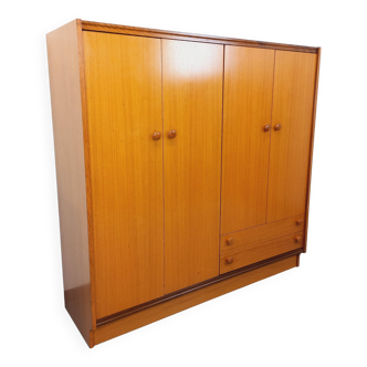 Vintage modernist teak and walnut wardrobe from the 60s and 70s