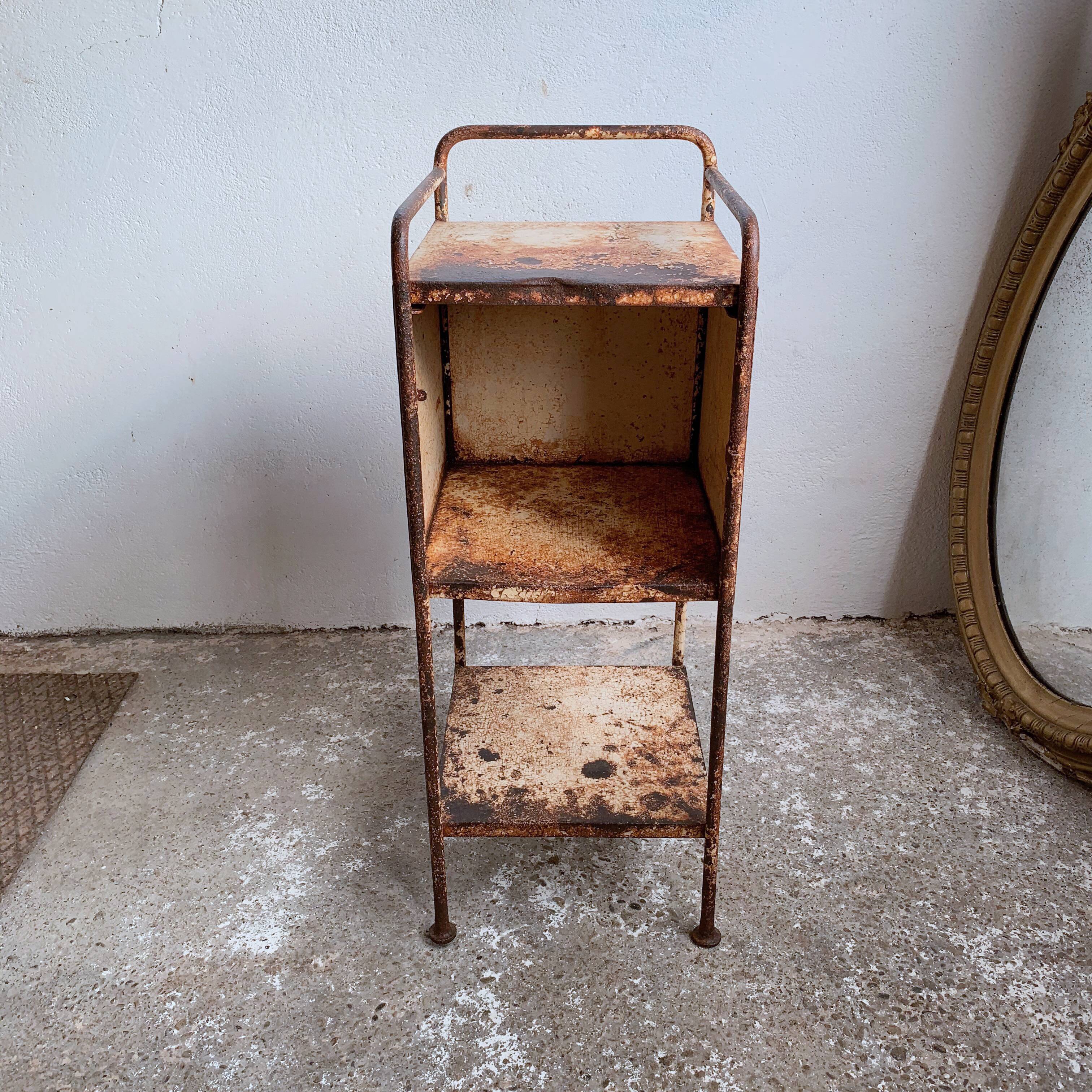 Former hospital bedside table late 19th century early 20th century in metal