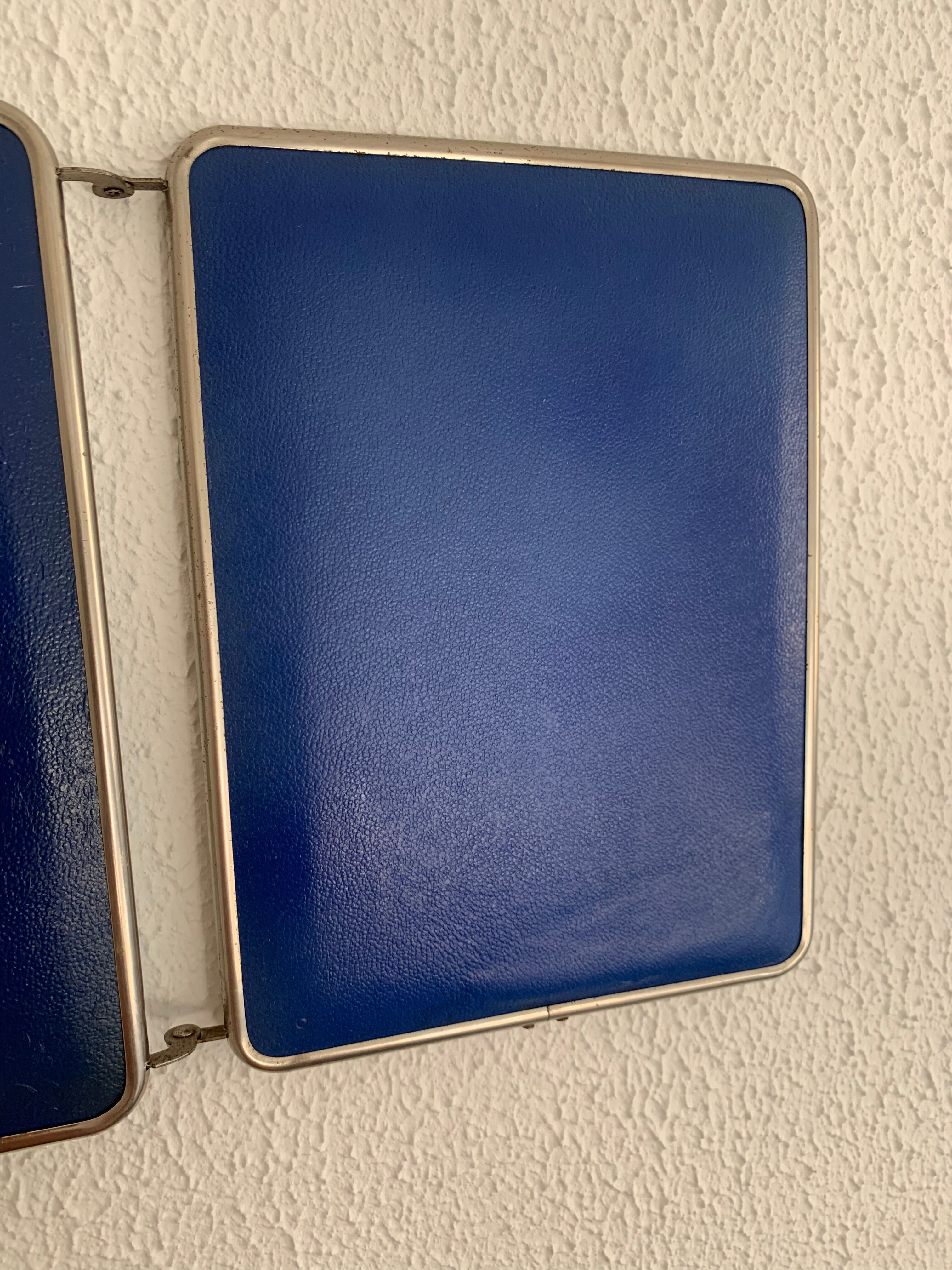 Vintage mirror 1960 triptych barber blue king - 24 x 59 cm