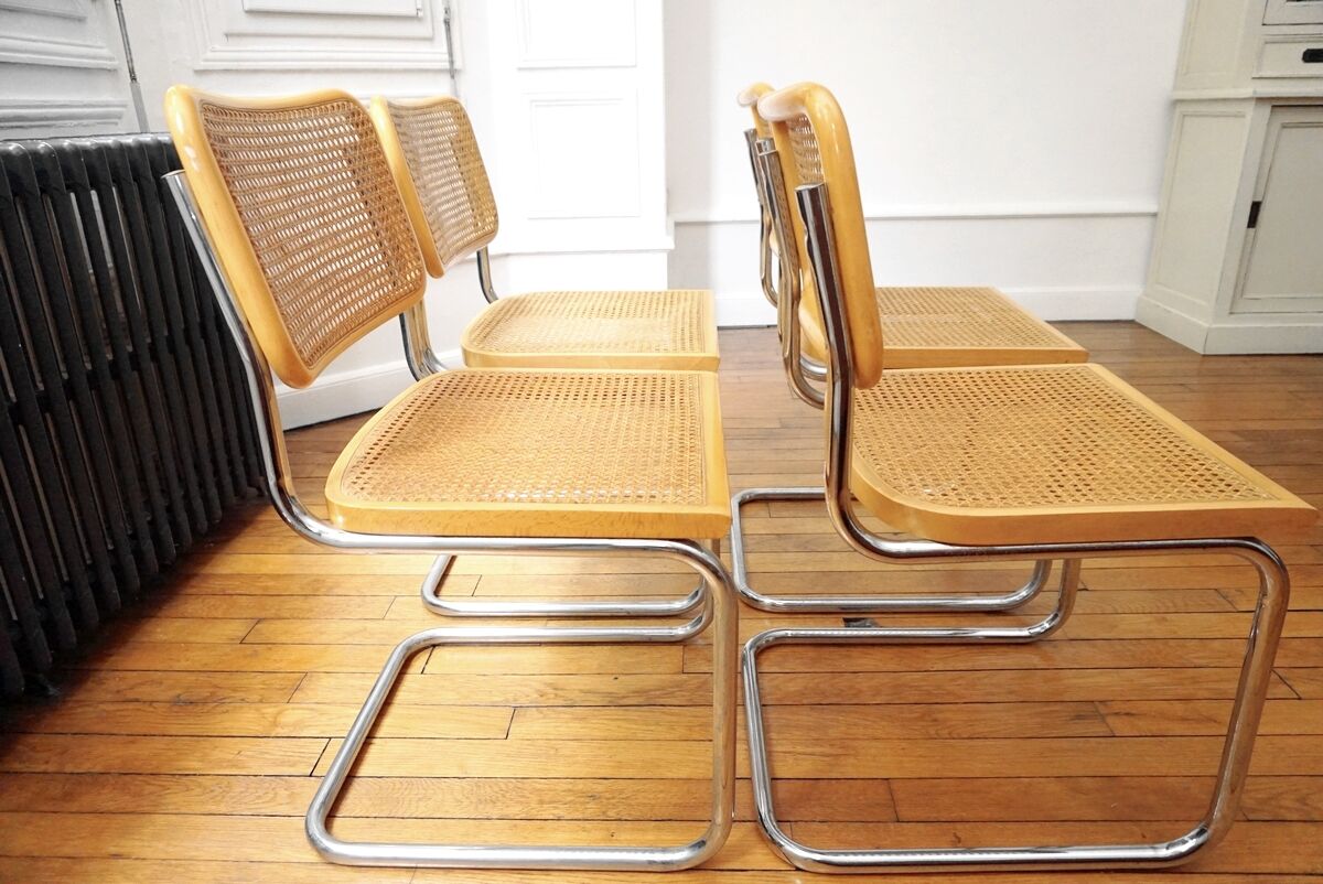 Lot of 4 Cesca B32 chairs by Marcel Breuer