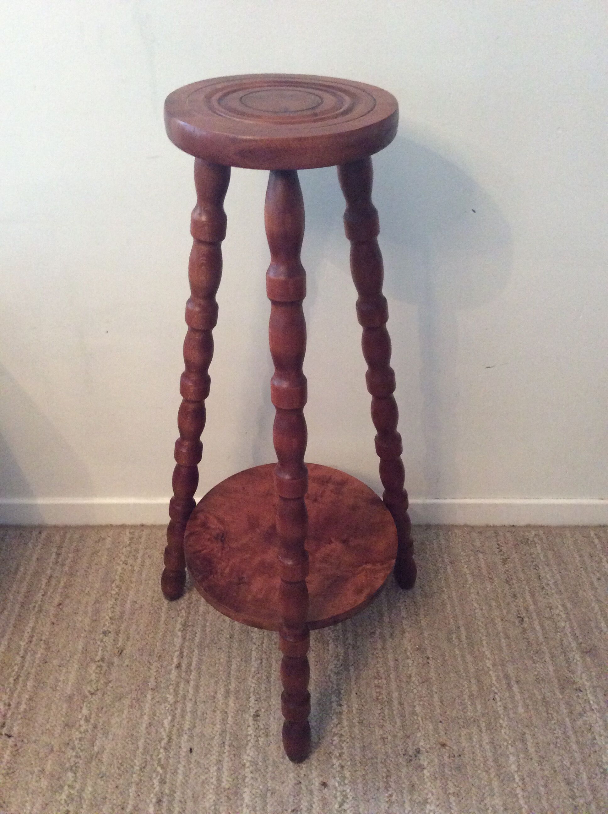 Scandinavian plant holder in solid wood turned from the 60s and 70s