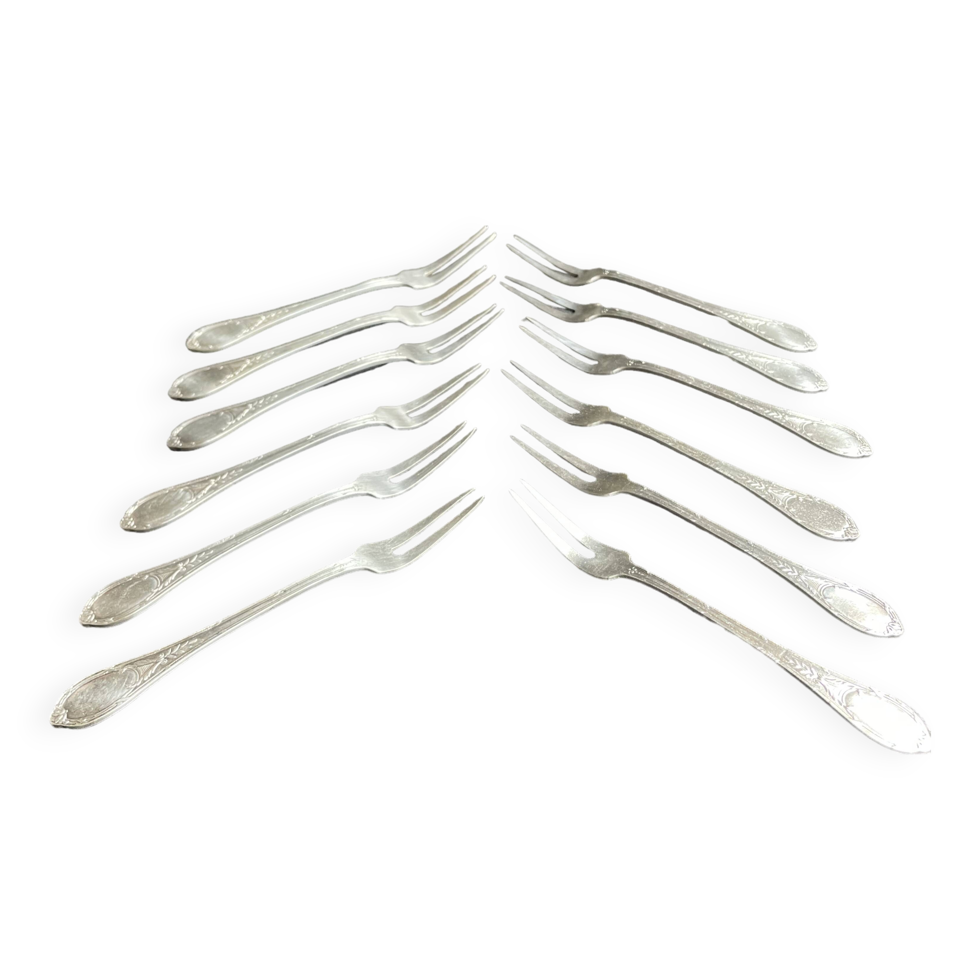 12 Forks with 2 tines – Silver plated