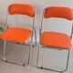 Chaises pliantes vintage chrome / skaï orange Soudexvinyl